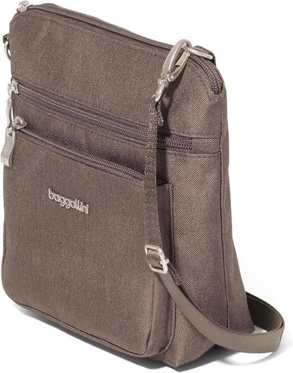 Baggallini Modern Pocket Crossbody Bag for Women, 8.5"x8.5" Handbag Purse with RFID, Lightweight Water-Resistant