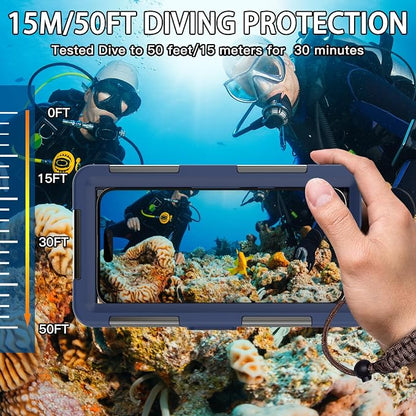 Underwater Snorkeling Diving Phone Case, Universal Waterproof Phone Case for iPhone 17/16/15/14/13/12/11Pro Max/XR/XS/X for Samsung Galaxy S24/S23/S22/S21,Scuba Underwater Photo Video Housing(Orange)