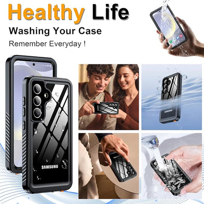 for Samsung Galaxy S25 Case, IP68 Waterproof with Built-in Screen&Lens Protector [14FT Military Shockproof] Full Body Heavy Duty Protective Phone Case for S25 5G, Black