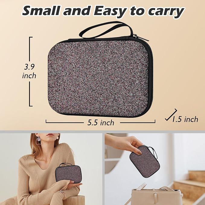Glitter Phone Charger Case Storage Sets Wire Saver Cable Protector with Brown Travel Storage Bag, Luxury Bling Cable Charger Protector Cord Organizer for iPhone (Leopard)