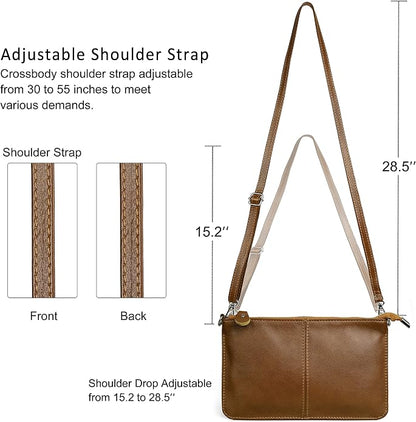 befen Genuine Leather Wristlet Clutch Wallet Purses Small Crossbody Bags for Women with RFID Blocking Card Slots