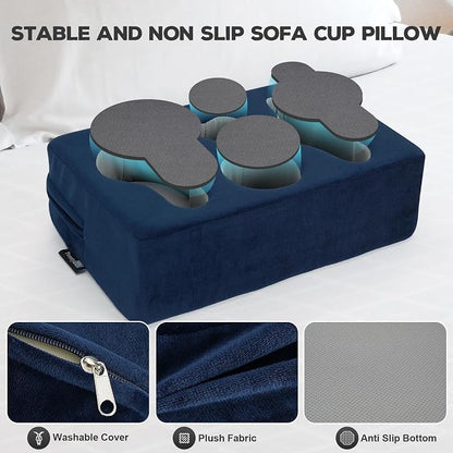 Couch Cup Holder Pillow,Couch Drink Holder,Rectangle Couch Caddy for Coffee Cup,Phone,Remote,Couch Cup Holder Tray for Bed,Car,Sofa,Table