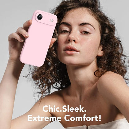 Magnetic for iPhone Air Case, Compatible with MagSafe, [Full Camera Protection][Screen Protector] Silicone Shockproof Protective Phone Case for iPhone 17 Air 6.5", Chalk Pink