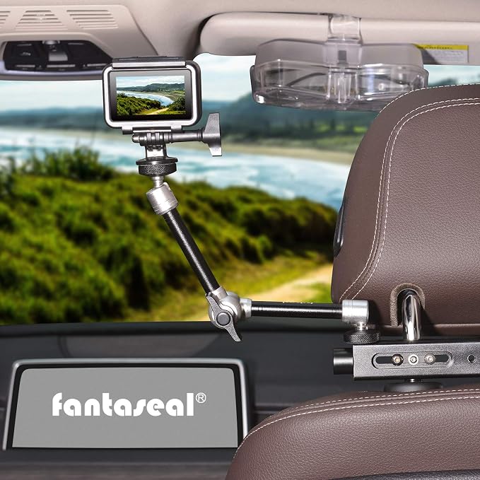 Heavy Duty DSLR Mirrorless Camera Action Camcorder Phone Car Headrest Mount Driver Cab Video Recording Holder w/Magic Arm Expansion Kit for GoPro Canon Nikon Sony iPhone Vlogging Rig