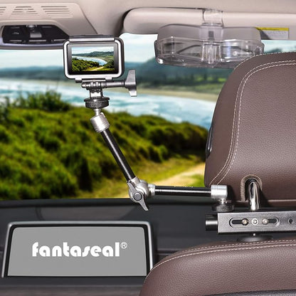 Heavy Duty DSLR Mirrorless Camera Action Camcorder Phone Car Headrest Mount Driver Cab Video Recording Holder w/Magic Arm Expansion Kit for GoPro Canon Nikon Sony iPhone Vlogging Rig
