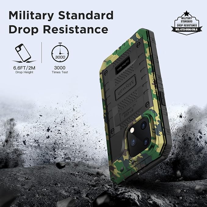 Mitywah Waterproof Case for iPhone 14 Pro Max, Heavy Duty Shockproof Case with Built-in Screen Protector, Full Body Underwater Protective Metal Case 6.7 inch, Camouflage