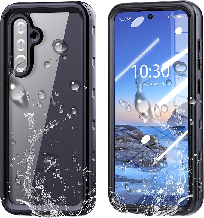 Omio for Galaxy A36 5G Waterproof Case, Full Body IP68 Underwater Clear Protective Case Built-in Screen Protector Heavy Duty Shockproof Case for Men Women, Black