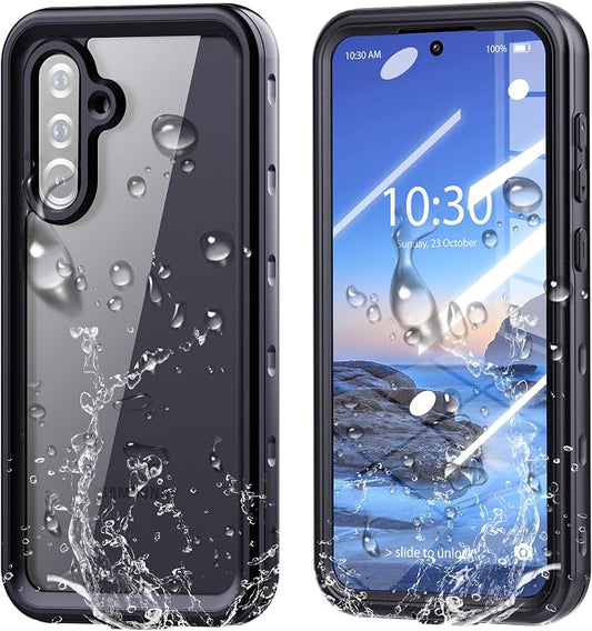 Omio for Galaxy A36 5G Waterproof Case, Full Body IP68 Underwater Clear Protective Case Built-in Screen Protector Heavy Duty Shockproof Case for Men Women, Black