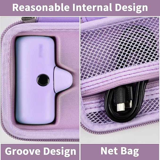 Portable Charger Power Bank Case for 2PCS Swyop /for Feob /for Charmast /for JEJILL /for LanLuk /for VEGER /for iWALK /for Taegila /for Kuulaa and More Small Charging Battery Pack - Bag Only (Purple)