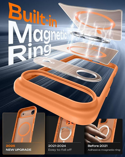 TOCOL for iPhone Air Case, Compatible with Magsafe Charger, Full Camera Protection, Drop Protection, Translucent Matte Phone Case for iPhone 17 Air 6.5 inch (Orange)