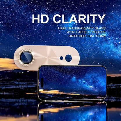 Choiche Compatible for iPhone 17 Air Camera Lens Protector, Bling Camera Cover with 9H Tempered Glass Lens Screen Protector Metal Ring Decoration Accessories 6.5-inch (Light-Gold)