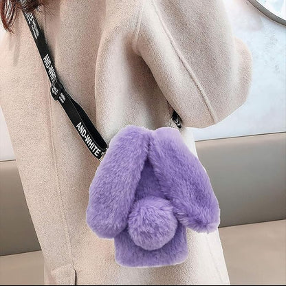 Rabbit Ear Case Compatible with Samsung Galaxy S26 5G,Soft Bumper Protective Cover with Crossbody Strap for Kids Girls Women,Purple