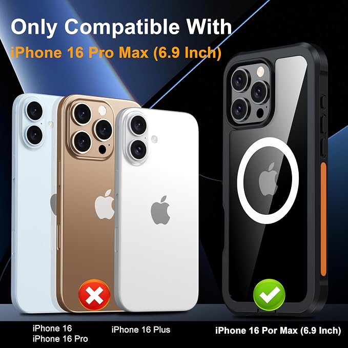 ANTSHARE for iPhone 16 Pro Max Case, with [Built-in Privacy Screen Protector] [Compatible with MagSafe], Anti-Peeping Magnetic Adsorption Full Body Double Protective Case for iPhone 16 Pro Max, Black