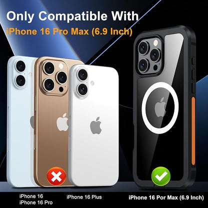 ANTSHARE for iPhone 16 Pro Max Case, with [Built-in Privacy Screen Protector] [Compatible with MagSafe], Anti-Peeping Magnetic Adsorption Full Body Double Protective Case for iPhone 16 Pro Max, Black