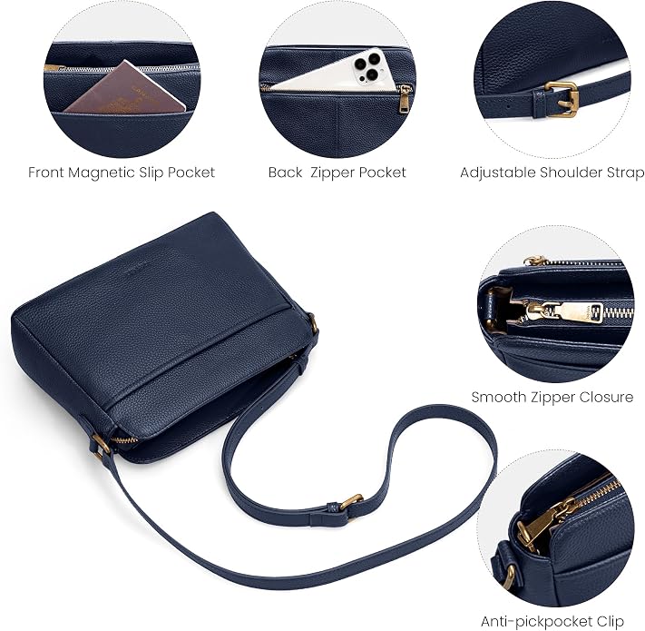 befen Anti-theft Crossbody Bag for Women Genuine Leather, Small Cross Body Shoulder Handbags with RFID Card Slots