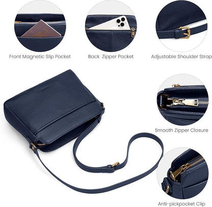 befen Anti-theft Crossbody Bag for Women Genuine Leather, Small Cross Body Shoulder Handbags with RFID Card Slots