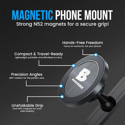 Magnetic Phone Holder for Gym with Dual-Sided N52 Super Magnets, Strong Magnetic Phone Mount for All Phones, Attaches to Metal Surfaces, Portable Gym Accessories for Men & Women, Secure Grip