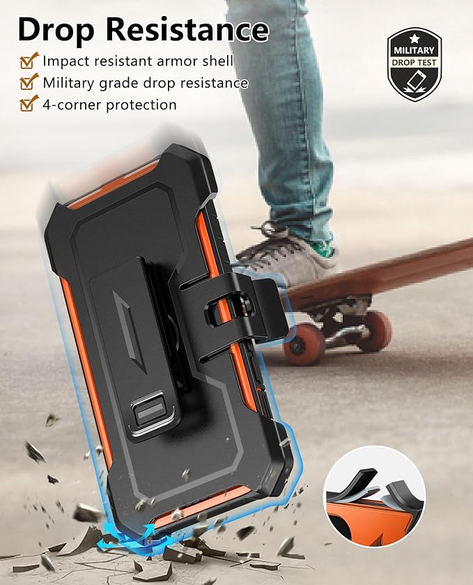 for iPhone 13/14/15 Phone Case: for iPhone 16e Protective Cover with Belt Clip Holster | Durable Dual-Layer Design with Built-in Kickstand | Heavy Duty Military Grade Hard Protection Shock Proof