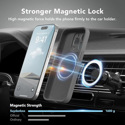 Magnetic for iPhone 14 Pro Max Case, Compatible with MagSafe, [Full Camera Protection][Screen Protector] Silicone Shockproof Protective Phone Case for iPhone 14 Pro Max 6.7", Dark Gray