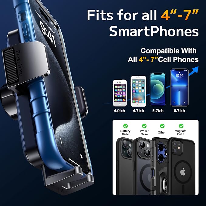 Phone Holders for your Car [Long Flexible Neck] Car Phone Mount [Anti-Shake Stabilizer] Cell Phone Holder Car for Dashboard Windshield Automotive Accessories Fit for iPhone Android Smartphone