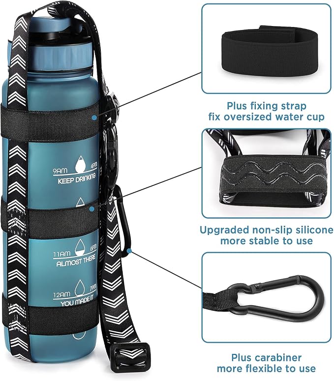 EasyAcc Water Bottle Holder Strap Sling, for Owala FreeSip 24 32 40 oz, Hydro Flask, Cirkul, Yeti, Stanley Flip, Universal Water Bottles, with Carabiner, for Walking Curise Travel (Bottle Excluded)