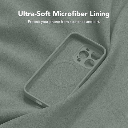 Magnetic for iPhone 16 Pro Case, Compatible with MagSafe, [Full Camera Protection][Screen Protector] Silicone Shockproof Protective Phone Case for iPhone 16 Pro 6.3", Calke Green