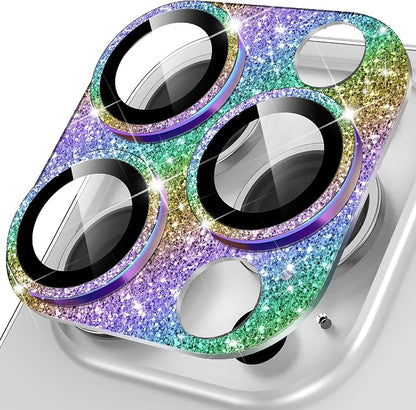 YWXTW for iPhone 16 Pro/iPhone 16 Pro Max Camera Lens Protector, [New Glitter Design] Full Bling Sparkly Diamond Tempered Glass Screen Protector Metal Camera Cover Accessories (Multi-Coloured)