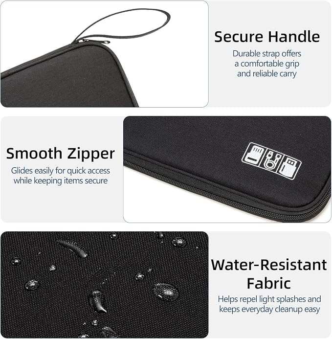 Cord Organizer Travel Case, Cable Organizer Bag for Chargers, USB Cables, Power Bank & Electronics Accessories, Portable Tech Organizer Pouch with Mesh Pockets, Water Resistant Travel Gear Bag