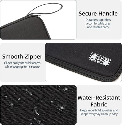 Cord Organizer Travel Case, Cable Organizer Bag for Chargers, USB Cables, Power Bank & Electronics Accessories, Portable Tech Organizer Pouch with Mesh Pockets, Water Resistant Travel Gear Bag