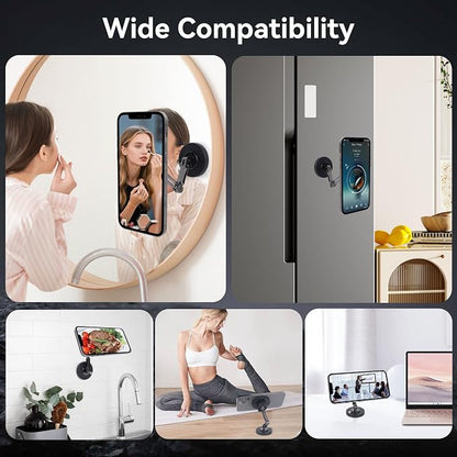360° Magnetic Phone Mount - Dual Arm Foldable Phone Holder with Strong Adhesive Base for Car Dashboard/Desk/Wall, Universal Magnetic Stand for iPhone 16/15 & All Smartphones-828002