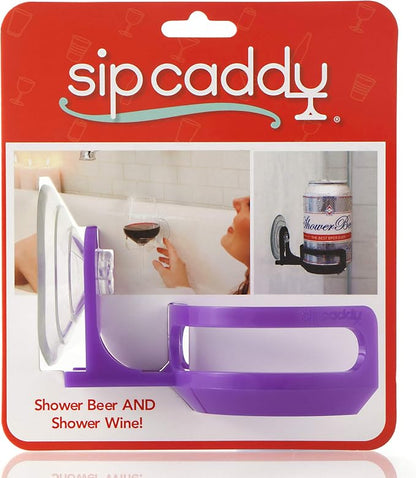 Bath & Shower Portable Cupholder Caddy for Beer & Wine Suction Cup Drink Holder, Purple