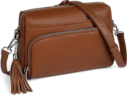 befen Genuine Leather Crossbody Purses for Women Small Crossbody Bags Purse with Built in RFID Blocking Wallet
