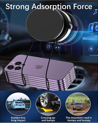 Electric Vacuum Suction Cup Magnetic Phone Mount, 360 Rotatable Magnetic Cell Phone Holder, Adjustable Hands-Free Portable for Magsafe iPhone Car Gym Mirror Smooth Surface(Silver)