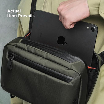 ALPAKA Elements Tech Case Max Tech Pouch 2.3L Cable Bag Green X-Pac VX21 | Weatherproof Fabric, YKK Aquaguard Zipper, Detachable Shoulder Strap, Ideal for Electronics & Accessories, Daily Work Travel