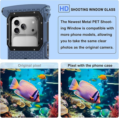 2026 Diving Snorkeling Phone Case for iPhone 17/16/15/14/13/12/11 Pro Max/XS/X Samsung Galaxy S26/S25/S24 Professional Scuba Dive Waterproof Underwater Photo Video Cover (5TH Gen, Blue-)