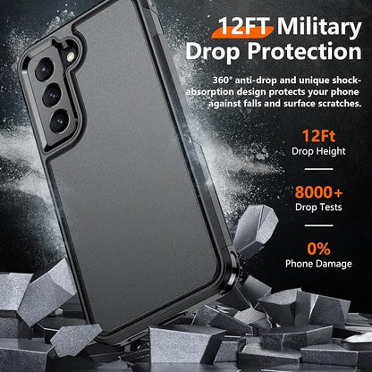 Temdan Heavy Shockproof for Samsung Galaxy S22 Case, with 2 Pack [Tempered Glass Screen Protector + Camera Lens Protector] [12 FT Military Grade Drop-Proof] Rugged Full-Body Protection,Black