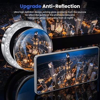 WSKEN for Samsung Galaxy S26 Ultra Camera Lens Protector - Ultra Thin Case Friendly, 9H Shatterproof Tempered Glass with Anti Scratch Metal Circle Camera Screen Protector Cover Accessories, Glitter