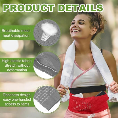 Slim Running Belt, Running Fanny Pack Phone Holder for Women Men Waist Bag Moisture Wicking Storage Belts Bag- Fitting for (Storage Phone-Travel- Sports- Hiking) Gray & S