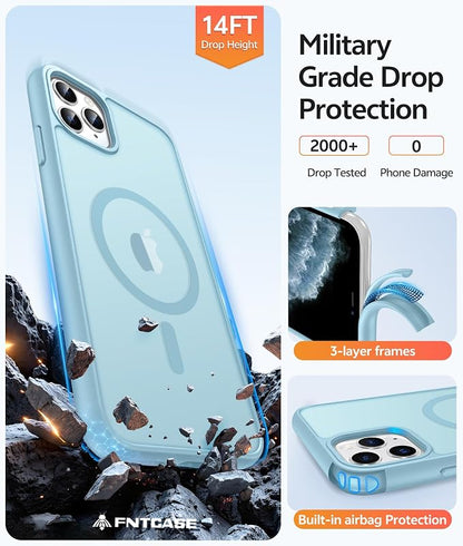 FNTCASE for iPhone 11 Pro Case: [Compatible with Magsafe] Translucent Matte Magnetic Phone Cover - Military Grade Drop Protection Shockproof Protective for iPhone 11Pro 2019 Cases - Teal