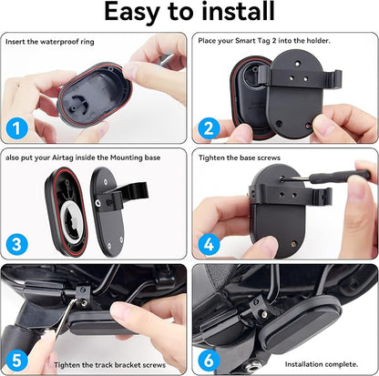 DDJ Bike Mount Compatible with Samsung Smart Tag 2/Moto Tag/AirTag Case, Hidden Under Bicycle Seat, Waterproof Anti-Theft Bike GPS Tracker Mount with Tools for Mountain Bikes, Electric Bicycle