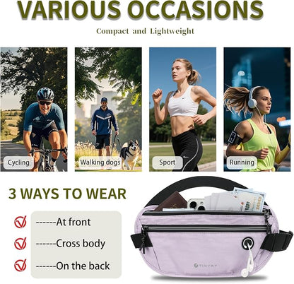 Slim Running Belt for Women Men Runners Fanny Packs With Phone Holder Hidden Pockets Exercise Waist Bag for Marathon Workout