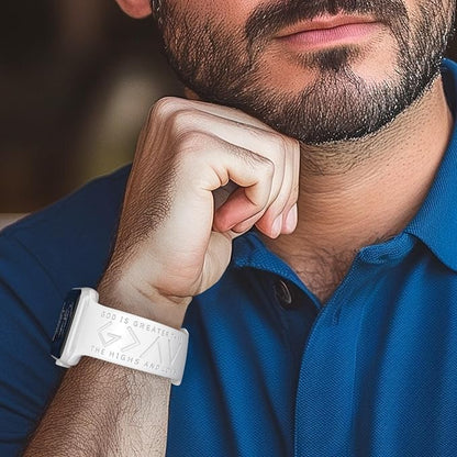 God is Greater Than the Highs and Lows Watch Band Compatible with Apple Watch Laser Engraved iWatch Band Silicone 38mm - 49mm Strap Jesus Psalm Christian God Blessed (42/44/45/46/49mm M/L, White)
