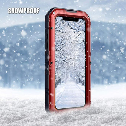 Mitywah Waterproof Case for iPhone 11, Heavy Duty Military Grade Armor Metal Case, Full Body Protective Shockproof Dustproof Strong Rugged Thick Case for iPhone 11, Red