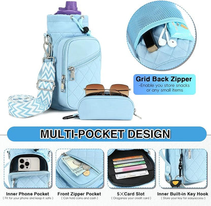 AGLOD Water Bottle Carrier Bag with Strap, Water Bottle Holder Crossbody Bags for Women Men for Walking, Hiking,Cycling