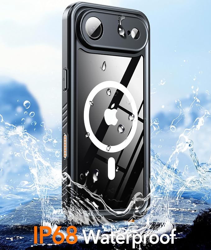 Oterkin Waterproof Case for iPhone Air Case Compatible with MagSafe, Full Body Rugged iPhone 17 Air Phone Case with Built-in HD Screen & Lens Protector [15FT Military] iPhone 17Air Case (Black)