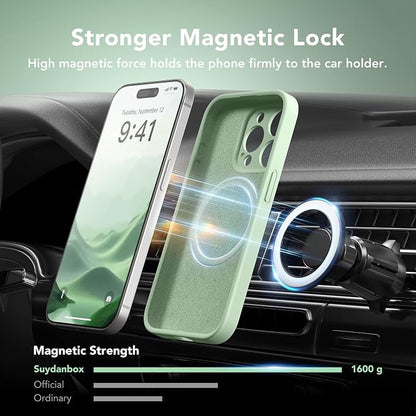 Magnetic for iPhone 14 Pro Max Case, Compatible with MagSafe, [Full Camera Protection][Screen Protector] Silicone Shockproof Protective Phone Case for iPhone 14 Pro Max 6.7", Light Cyan