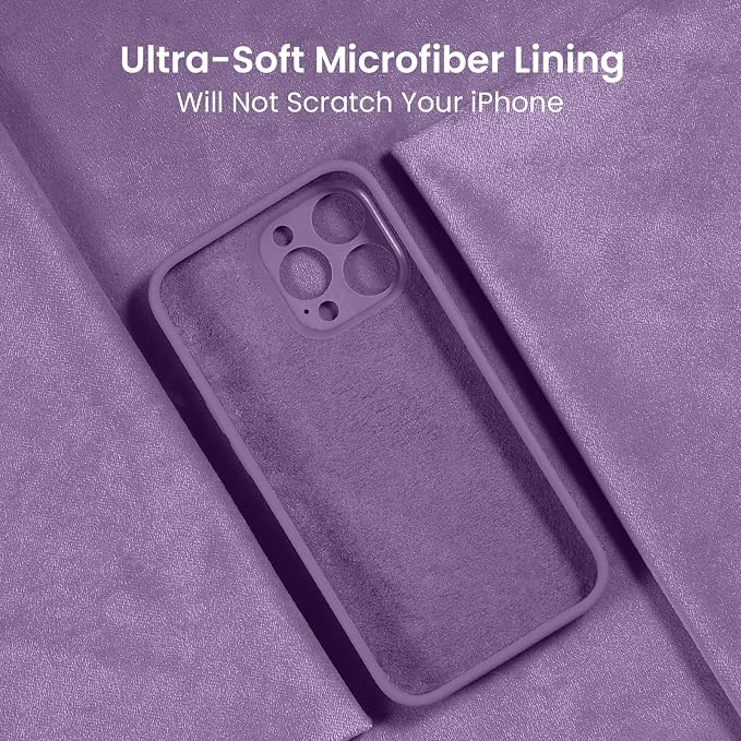 FireNova Designed for iPhone 15 Pro Case, Silicone Upgraded [Camera Protection] Phone Case, Soft Anti-Scratch Microfiber Lining Inside, 6.1 inch, Light Purple