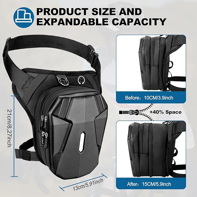 ISEYOU Thigh Bag, Motorcycle Leg Bag for Men Women, Drop Leg Bag with Removable Leg Straps, Multifunctional Gear Bags for Cycling Hiking Camping Fishing Travel Outdoor