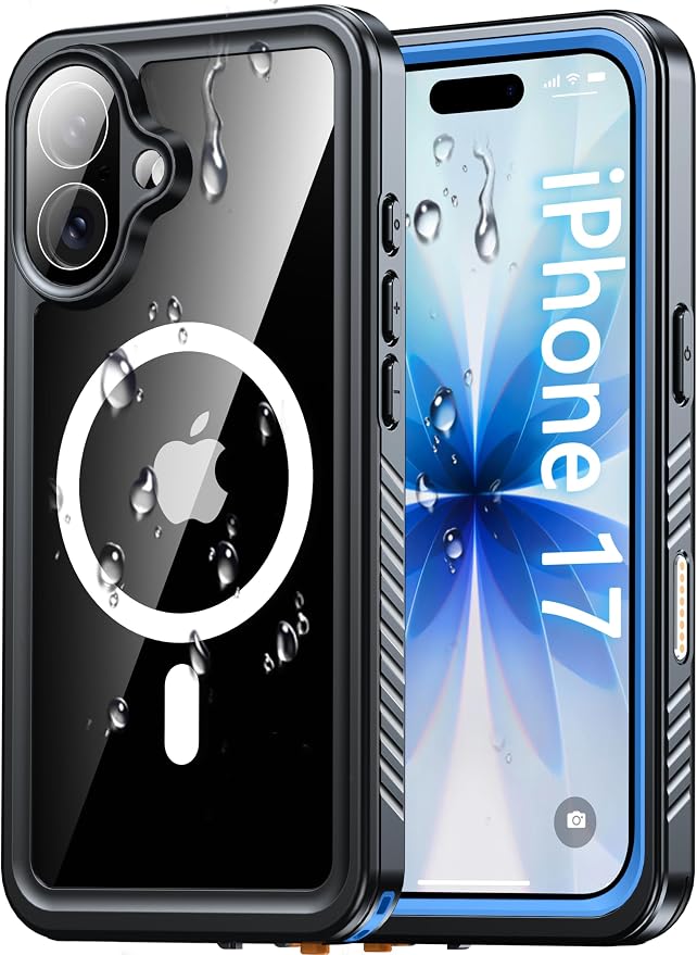 Oterkin Waterproof Case for iPhone 17 Case Compatible with MagSafe, Full Body Rugged iPhone 17 Phone Case with Built-in HD Screen & Lens Protector [15FT Military] iPhone 17 6.3'' 2025 Case (Blue)