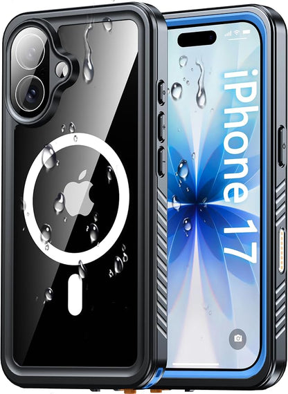 Oterkin Waterproof Case for iPhone 17 Case Compatible with MagSafe, Full Body Rugged iPhone 17 Phone Case with Built-in HD Screen & Lens Protector [15FT Military] iPhone 17 6.3'' 2025 Case (Blue)